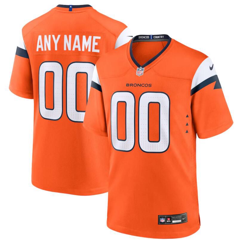 Men Denver Broncos Nike Orange Custom Game 2024 NFL Jersey->customized nfl jersey->Custom Jersey